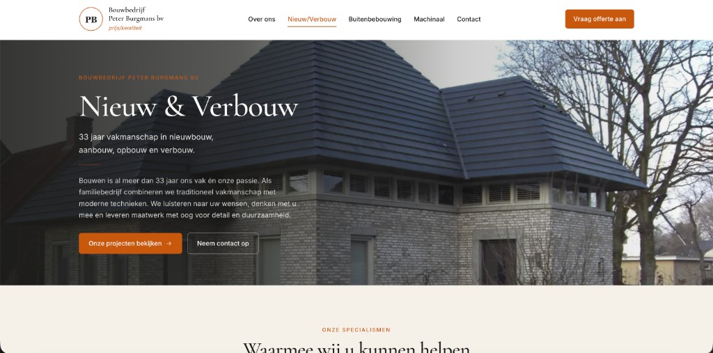 Nieuw en Verbouw pagina